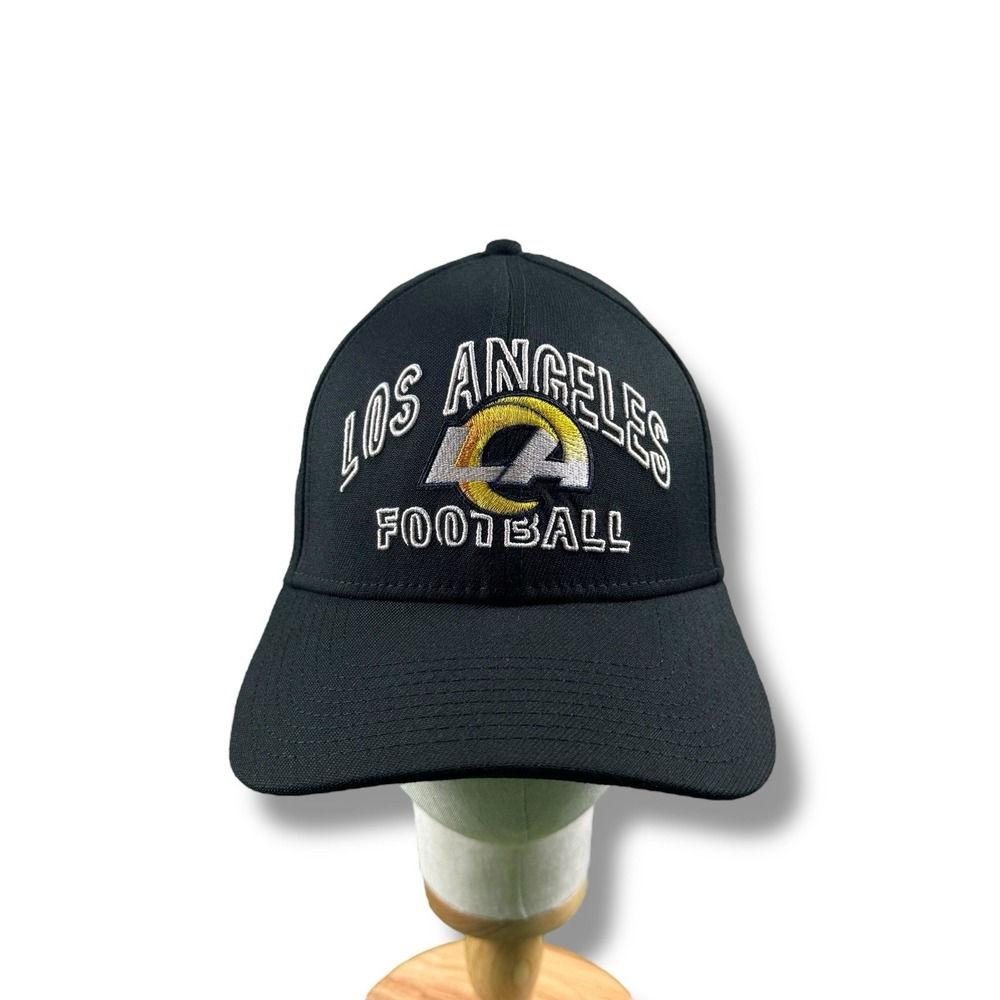 New Era 39Thirty Los Angeles Rams Black 2020 NFL Draft Stretch Fit Hat M/L EUC